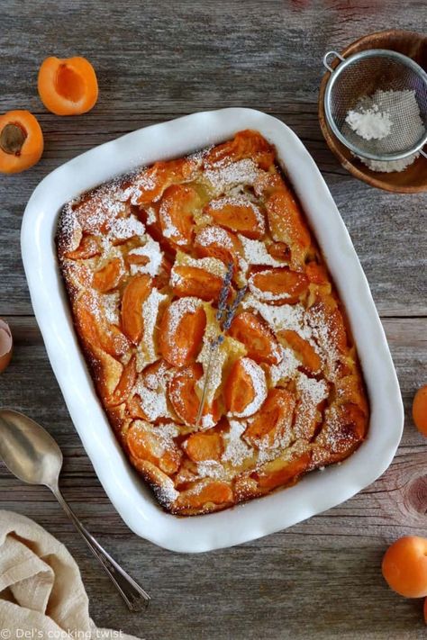 Apricot Clafoutis - Del's cooking twist Fresh Apricots, Clafoutis Recipes, Cherry Clafoutis, Rustic Dessert, Apricot Recipes, Dutch Baby Pancake, Cake Pastry, French Dessert, Juicy Fruit