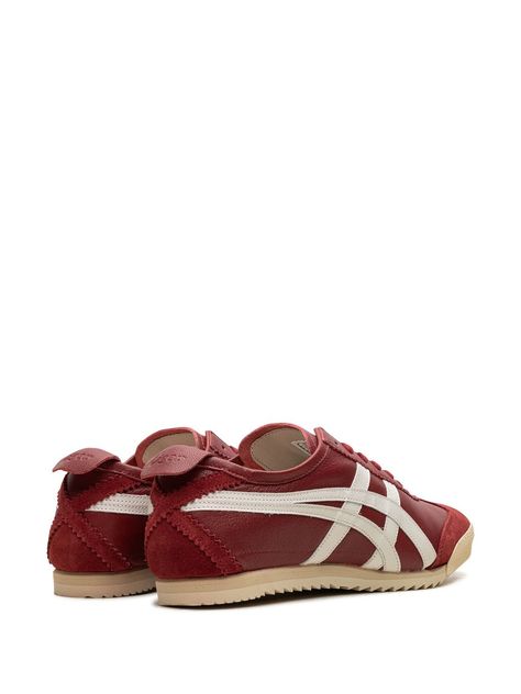 Find ONITSUKA TIGER Mexico 66 Delux Burgundy/white Sneakers on Editorialist. burgundy/white leather/suede signature Tiger stripes logo-embossed tongue front lace-up fastening round toe rubber sole These styles are supplied by a premium and authenticated sneaker marketplace. Stocking only the most sought-after footwear, they source and curate some of the most hard to find sneakers from around the world. Red Onitsuka Tiger, Tiger Sneakers, Tiger Shoes, Burgundy Sneakers, Tiger Mexico 66, Onitsuka Tiger Mexico 66, Mexico 66, Balenciaga Track, Onitsuka Tiger