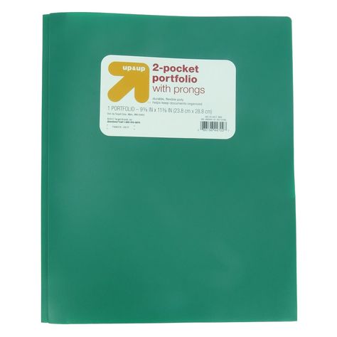 Plastic Folder with Prongs 2 Pocket Green - Up&Up Organizing Important Papers, Green Folder, Leather Padfolio, Plastic Folders, Hanging File Folders, School Glue, Padfolio, Pocket Folder, File Organization