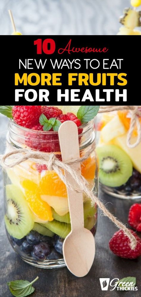 We all know we should eat fruits for health reasons but we often struggle to get enough. Here I share my top 10 ways to eat more fruit. Ways To Eat More Fruit, How To Eat More Fruit, Eat More Fruit, Green Thickies, Fruit Facts, Fruit Ideas, Fruit Combinations, Fruit Diet, Fruit Breakfast