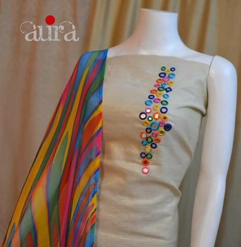 Mirror Work Kurti Design, Work Kurti Design, Mirror Work Kurti, Mirror Work Dress, Dress Mirror, Embroidery Kurta, Churidar Designs, Kurti Embroidery, Embroidery On Kurtis