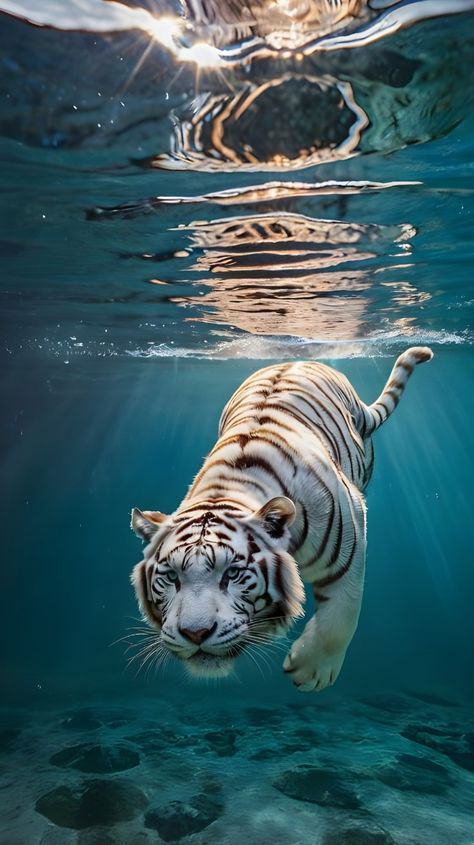 White Tiger Wallpaper, Tiger Wallpaper Iphone, Tiger Swimming, Tiger Spirit Animal, Water Tiger, Zebra Wallpaper, Swimming Underwater, Tiger Images, Tiger Artwork