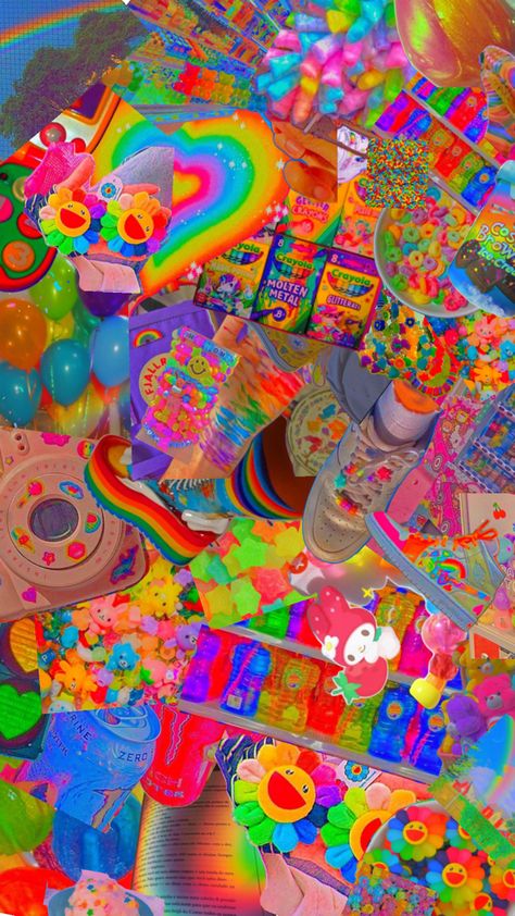 Rainbow Room Aesthetic, Rainbowcore Aesthetic, Kidcore Room, Kidcore Wallpaper, Kid Core Aesthetic, Soft Kidcore, Kidcore Aesthetic, Dreamcore Weirdcore, Rainbow Aesthetic