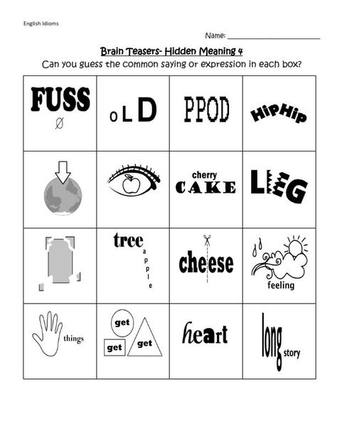 Have fun with these brain teasers! Find the hidden expression found in each square.Part 2. Picture Puzzles Brain Teasers, Word Puzzles Brain Teasers, Word Brain Teasers, Kids Jokes And Riddles, Logic Puzzles Brain Teasers, Fun Puzzles Brain Teasers, Printable Brain Teasers, Classroom Vibes, Trivia Quiz Questions