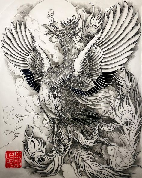 Japanese Pheonix Tattoo, Phoenix Tattoo Sleeve, Tato Phoenix, Japanese Phoenix Tattoo, Phoenix Bird Tattoos, Phoenix Artwork, Phoenix Tattoo Design, Japan Tattoo Design, Phoenix Design