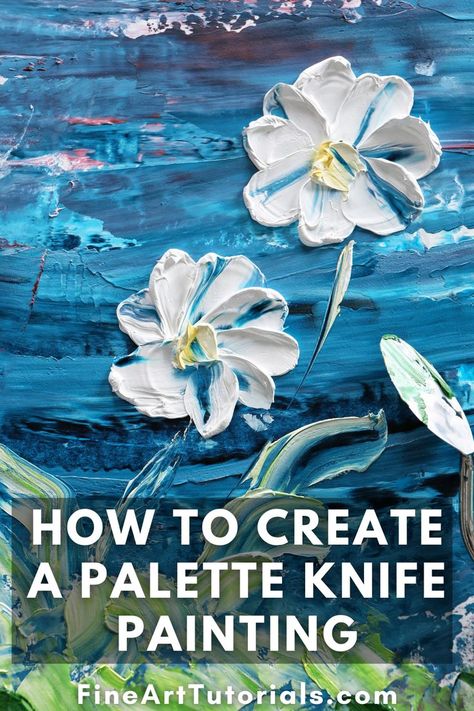 Palette knife painting is a great method of adding texture to artwork. In this fuide, learn everything you need to know about palette knife painting, from the best paint to use, to the essential techniques and step by step tutorials on how to make your own. #paletteknifepainting #texturepainting #impastopainting #paletteknifeoilpaint #paletteknifepaint #paletteknifeflower #paletteknifeart Painting With Spatula Palette Knife, How To Make Textured Acrylic Paint, Texture Painting Flowers Palette Knife, Palette Knife Landscape, Palet Knife Painting Tutorial, Knife Painting Ideas, How To Paint With A Palette Knife, Painting With A Pallet Knife, Palette Knife Techniques