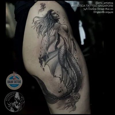 Horse Tattoo Design, Mermaid Tattoo, Mermaid Tattoos, Horse Tattoo, E Tattoo, Big Tattoo, Leg Tattoos, Tatting, Tattoo Designs