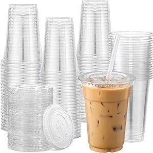 120 sets of 16 oz clear plastic cups made from thicker, durable plastic to prevent breaking or cracking
BPA-free and non-toxic, safe for serving drinks and meeting high safety standards
Each cup has a tight sealing lid with straw hole to prevent spills, leaks, and maintain drink freshness Plastic Cups Design, Plastic Cups With Lids, Milkshake Smoothie, Sultana Kosem, Clear Plastic Cups, Curly Hair Accessories, Cups With Lids, Wedding Plan, Bride Jewelry