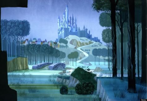 The Disney movie "Sleeping Beauty" is from Neuschwanstein Castle in Schwangan, Germany and now known for Sleeping Beauty's Castle Concept Art Disney, Eyvind Earle, Sleeping Beauty 1959, Animation Disney, Mary Blair, Movie Locations, Images Disney, Sleeping Beauty Castle, Disney Background