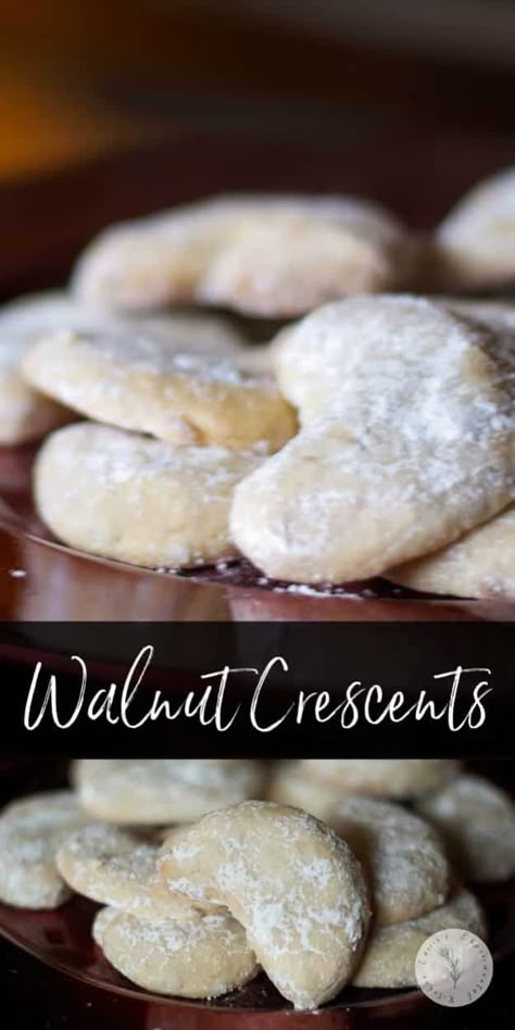 Walnut Crescent Cookies Recipe, Walnut Cookie Recipes, Christmas Cookie Exchange Recipes, Crescent Cookies, Cookie Exchange Recipes, Babka Recipe, Best Cookies Ever, Christmas Cookie Recipe, Walnut Recipes