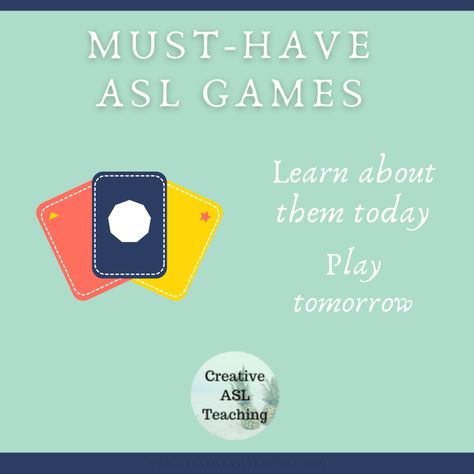 Must-Have Games in the ASL Classroom - Creative ASL Teaching Asl Games High School, Asl Games, Sign Language Games, American Sign Language Lessons, Asl Classroom, Asl Lessons, Language Games, Sign Language Lessons, Thinking Games