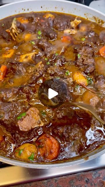 FoodstagramAfrica on Instagram: "JAMAICAN INSPIRED STEW MUTTON (SAME RECIPE FOR #OXTAIL), RICE AND PEAS, FRIED PLANTAIN AND CORN   :  : 🎥: @ksnice_n_spice  #saveforlater, follow 👉🏾@foodstagramafrica for more delicious recipes 🤤😋" Mutton Stew Recipes, Oxtail Recipes Jamaican, Jamaican Oxtail Recipes, Jamaican Oxtail Stew, Oxtail Stew Recipe, Jamaican Oxtail, Jamaican Rice, Fried Plantain, Oxtail Stew