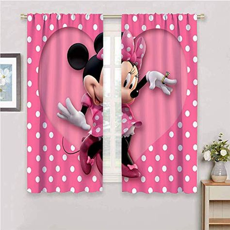 Minnie Mouse Curtains, Minnie Mouse Room Decor, Mickey Mouse Shower Curtain, Disney Shower Curtain, Victoria Secret Bedding, Minnie Mouse Bedroom, Minnie Mouse Fabric, Pink Blackout Curtains, Disney Room