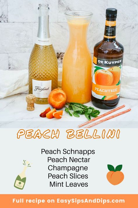 There are few things more delicious than a freshly made Peach Bellini, and with this easy recipe, you'll be able to make restaurant-quality Peach Bellinis at home. Bellini Recipe Easy, Belini Recipe, Bellini Cocktail Recipes, Peach Bellini Recipe, Peach Bellini Cocktail, Bartender Drinks Recipes, Bellini Cocktail, Bellini Recipe, Peach Cocktail