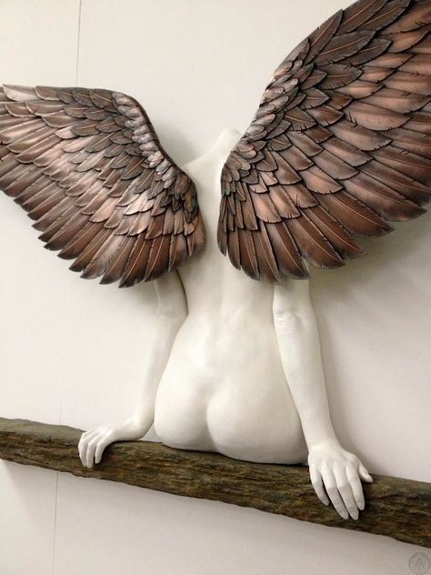 BetweenMirrors.com | Reflections In Art + Culture: Sculpture Cardboard Painting, Ange Demon, Wow Art, Angel Art, Sculptures & Statues, An Angel, Art Sculpture, Art Moderne, White Painting