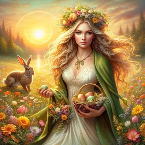 Eostre Goddess, Ostara Goddess, The Goddess Of Spring, Goddess Of Spring, Vernal Equinox, End Of Winter, Spiritual Symbols, Spring Equinox, Easter Traditions