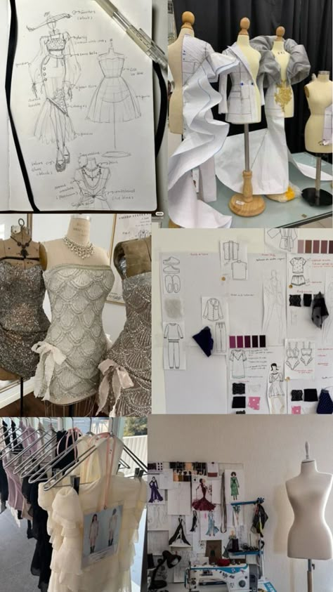 Fashion And Design Ideas, Fashion Line Aesthetic, Fashion Career Aesthetic Luxury, Fashion Inspo Board, Clothing Designer Aesthetic, Fashion Concept Board, Fashion Designer Room, Fashion School Aesthetic, Fashion Designer Lifestyle