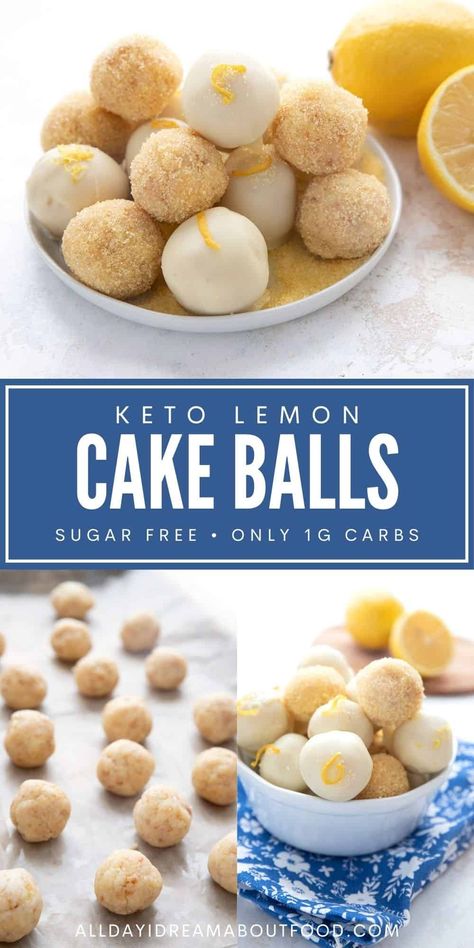 Delicious keto lemon truffles made with lemon cupcakes! These sugar-free cake balls are a fun and easy dessert. Dip in white chocolate for an extra special treat. Lemon Cake Balls, Keto Lemon Cake, Keto Truffles, Carolyn Ketchum, Lemon Truffles, Keto Muffins, Keto Cakes, Dessert Dip, Keto Treats