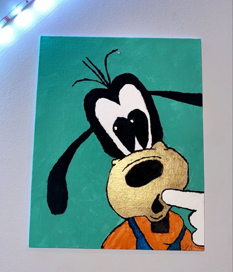 Goofy Painting Canvas, Goofy Painting, Movie Canvas Painting, Goofy Mickey Mouse, Draw Mickey Mouse, Easy Steps To Draw, Mickey Mouse Wall Art, Steps To Draw, Mouse Wall