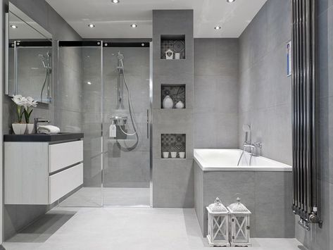 Bathroom Inspiration Grey, Luxury Master Bathrooms, Bathroom Inspiration Modern, Bathroom Red, Bathroom Design Inspiration, Trendy Bathroom, Bathroom Design Luxury, Dream Bathrooms, Bathroom Layout