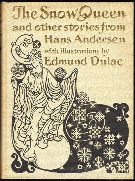 Hodder & Stoughton, 1912 Hardcover 1st Ed with 12 full-color tipped-in plates (all present), no date (c. 1912), no markings, NOT ex-lib, mild shelf wear & soil to textured gilt-stamped cream-colored boards, a little sunned discoloration to spine t... Queen Illustration, Snow Queen Illustration, Hans Andersen, M King, Edmund Dulac, The Snow Queen, Princess And The Pea, Fairy Tale Books, Beautiful Books