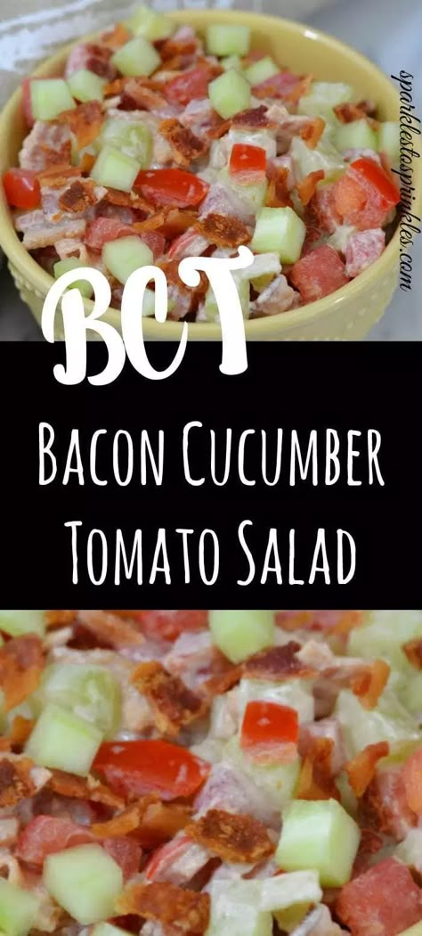 Bacon Cucumber Tomato Salad, Big Cucumber Recipes, Best Cucumber Recipes, Things To Do With Tomatoes, Things To Make With Cucumbers, Cucumber And Tomato Salad, Salad Bacon, Cucumber And Tomato, Salad Tomato