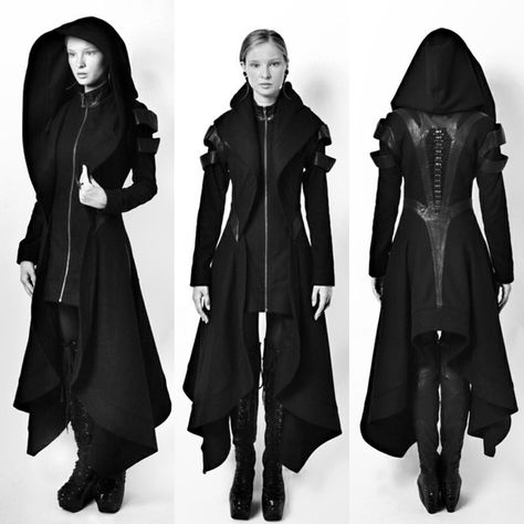 Black Cape Coat, Wiccan Clothing, Steampunk Coat, Hero Clothes, Black Hooded Coat, Gothic Cosplay, Long Hooded Jacket, Dystopian Fashion, Top Cosplay