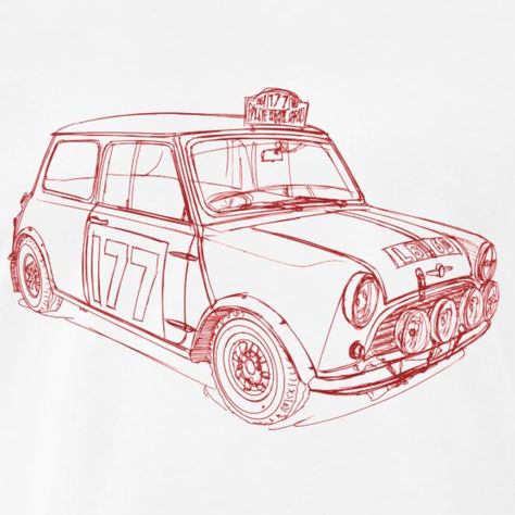 Mini Car Drawing, Mini Drawing, Austin Mini Cooper, New Rolls Royce, Mini Morris, David Ogilvy, Electric Clock, Car Drawing, Austin Mini