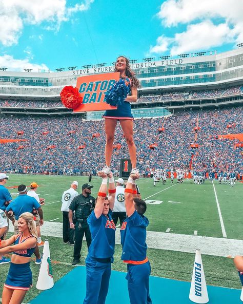 University Of Florida Cheerleaders, Florida Gators Cheerleaders, College Cheerleader Aesthetic, Uf Cheerleaders, Uf Aesthetic, University Of Florida Aesthetic, Cheerleading Aesthetic, Florida University, College Football Recruiting