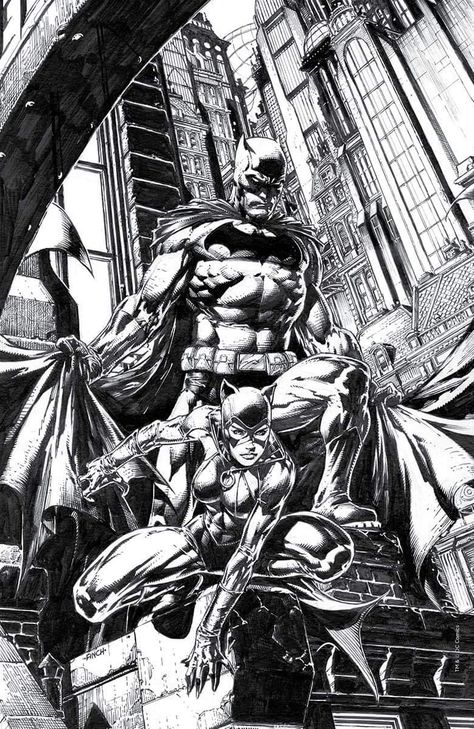 Batman Ink Drawing, David Finch Pencil, David Finch Batman, David Finch Art, Comic Outline, Robert Marzullo, Batman Manga, The Bat And The Cat, Heroes In Crisis