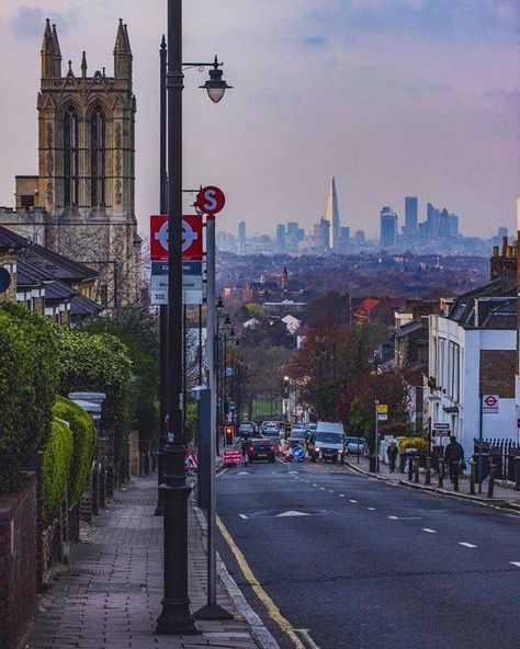 Gipsy Hill near Crystal Palace South East London England looking over to the Shard Building I Heart London, Editor Aesthetic, Aesthetic London, England Aesthetic, London Vibes, Palace London, London Dreams, London View, Surrey England