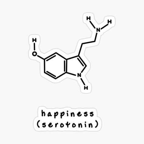 Serotonin Chemical Structure Sticker (Happiness)
#happiness #serotonin #happy #cute #cutegift #gift #chemistry #science #chemicalstructure #chem #teachergift #teacher #sticker Chemical Structure Art, Chemical Drawing, Serotonin Aesthetic, Chemistry Structures, Serotonin Chemical Structure, Chemical Structure Tattoo, Chemical Chart, Chemical Tattoo, Happiness Chemicals