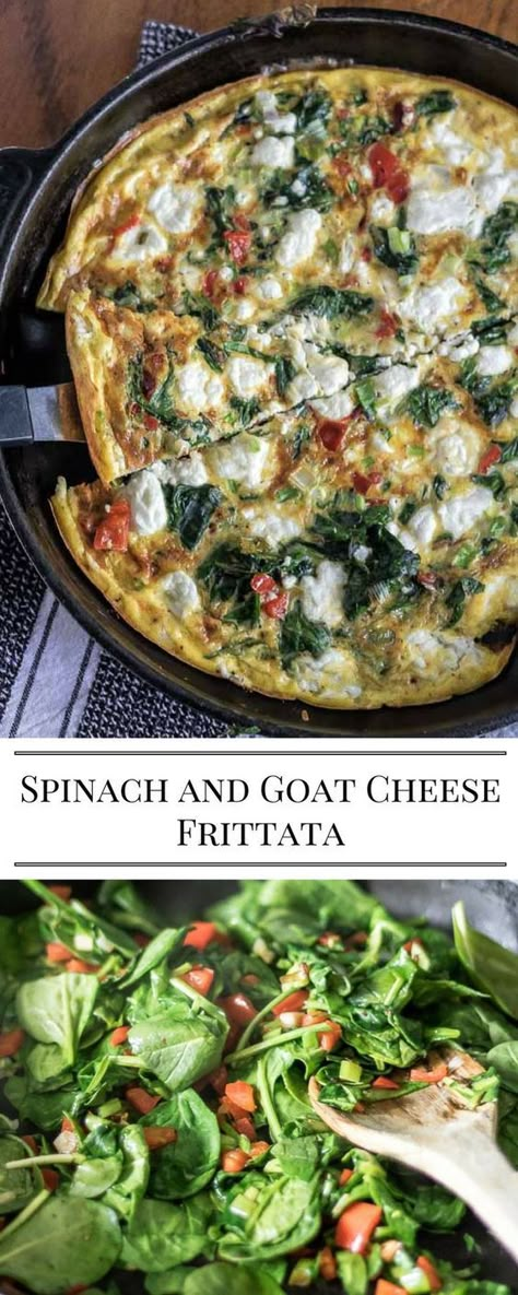 I love frittatas! They are quick, nutritious and packed full of veggies. Great for a quick dinner or a holiday morning breakfast or brunch.  Spinach and Goat Cheese Frittata Holiday Morning Breakfast, Spinach And Goat Cheese, Goat Cheese Frittata, Spinach Frittata, Goat Cheese Recipes, Holiday Morning, Cheese Frittata, Frittata Recipes, Brunch Party