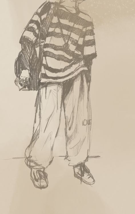 Big Shirt Reference Drawing, Oversized Tshirt Outfit Drawing Reference, Tomboy Clothes Drawing, Baggy Tshirt Drawing, Tomboy Drawing Sketches, How To Draw Baggy Clothes, Baggy Clothes Drawing, Classical Art Paintings, Tomboy Drawing