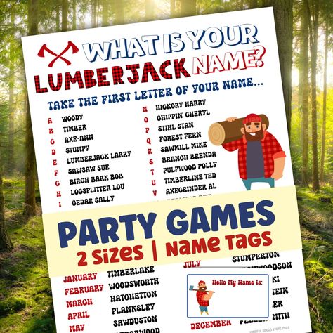 Lumberjack Birthday Party Games, Flannel Party Games, Lumberjack Games For Adults, Lumberjack Party Games, Night Games For Teens, Lumberjack Games, Family Game Night Games, Lumberjack Party Ideas, Game Night Games