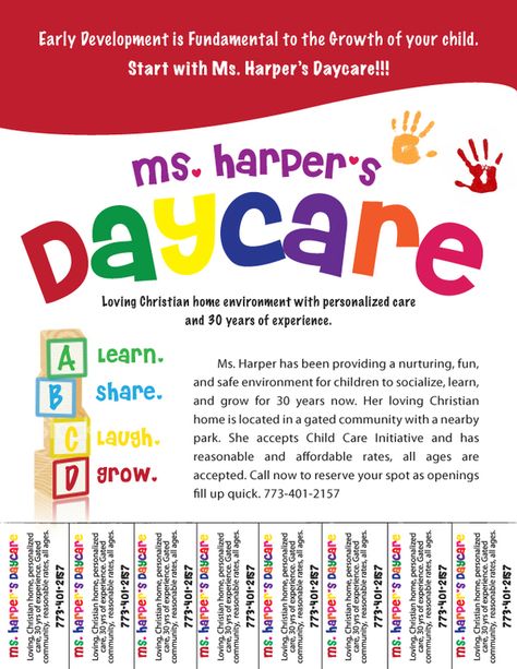 free daycare flyers | Follow Lauren-Ashley Barnes Following Lauren-Ashley Barnes Unfollow ... Daycare Advertising Ideas, Daycare Advertising, Preschool Flyer, Daycare Flyer, Daycare Setup, Ashley Barnes, Daycare Organization, Daycare Business, Home Childcare