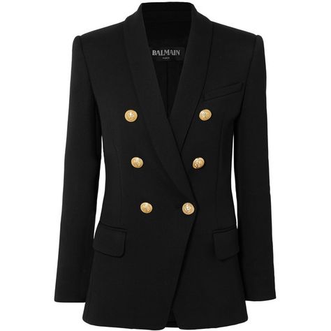 Balmain Double-breasted wool-twill blazer (€1.695) ❤ liked on Polyvore featuring outerwear, jackets, blazers, blazer, black, double breasted wool jacket, double breasted jacket, tailored jacket, balmain blazer and double breasted wool blazer Blazers Black, Balmain Jacket, Balmain Blazer, Slim Blazer, Jackets Black, Slim Fit Jackets, Slim Fit Blazers, Twill Jacket, Tailored Blazer