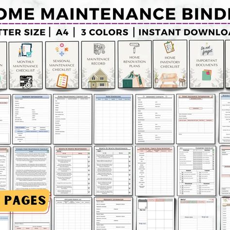 House Binder - Etsy Home Maintenance Binder, Simplify Your Home, Kitchen Inventory, Home Maintenance Checklist, Renovation Budget, Maintenance Checklist, Home Inventory, Preventive Maintenance, Todo List