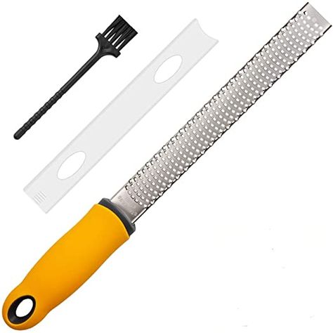 Lemon Zester, Cheese Grater, Parmesan Cheese, Ginger, Garlic, Chocolate, With Razor-Sharp Stainless Steel Blade, Protective Cover and Cleaning brush, Dishwasher Safe, by NSpring (narrowzester) Ginger Chocolate, Ginger Grater, Lemon Zester, Essential Kitchen Tools, Lemon Sugar, Cheese Grater, Kitchen Helper, Running Water, Lemon Curd