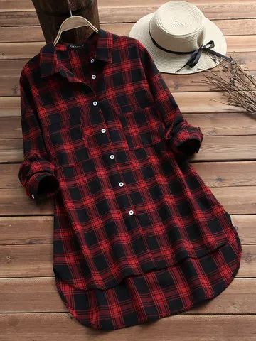 Áo Blu, Curved Hem Shirt, Ladies Blouse, Trendy Fashion Tops, Casual Long Sleeve Shirts, Cotton Long Sleeve Shirt, Stylish Dress Designs, Cotton Shirts, Vintage Plaid