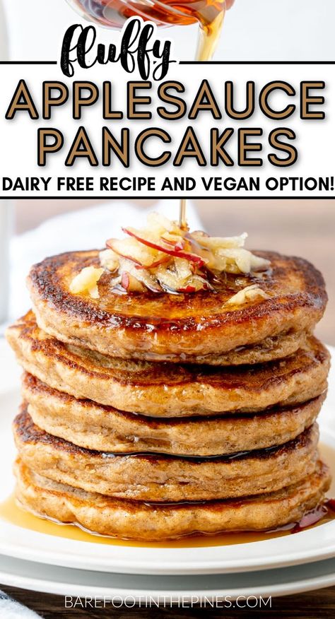 Applesauce Pancakes No Eggs, Apple Pancakes Vegan, No Milk No Egg Pancakes, No Egg No Milk Breakfast, Dairy Free Egg Free Pancakes, Applesauce Recipes Easy, Pancakes Without Milk, No Egg Breakfast, Egg Free Pancake Recipe