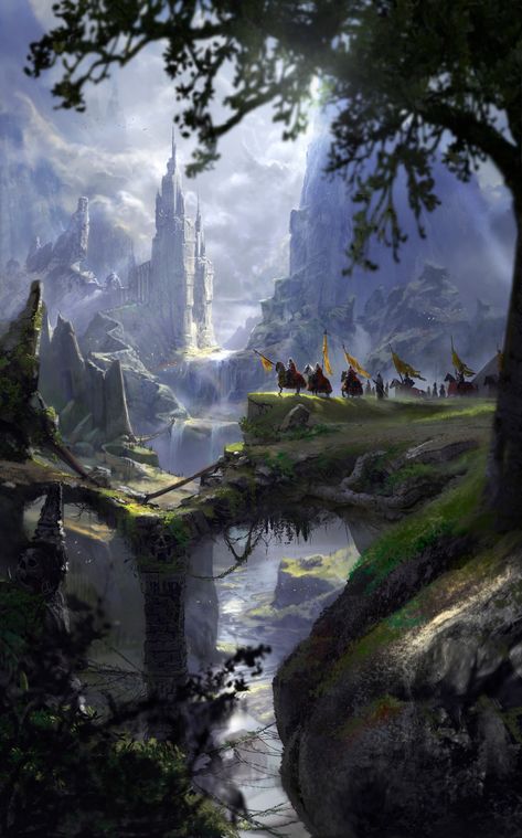 ArtStation - "A long journey", Alejandro Olmedo Landscape Concept, 다크 판타지, Fantasy Worlds, Fantasy Concept, Fantasy Castle, Fantasy City, Fantasy Setting, Airbrush Art, Fantasy Places