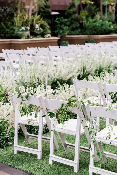 White Garden Chairs Wedding, Garden Chairs Wedding, Wedding White Chairs, White Garden Chairs, Luxury Ballroom, Luxury Reception, Chairs Wedding, Aisle Decorations, Ballroom Reception