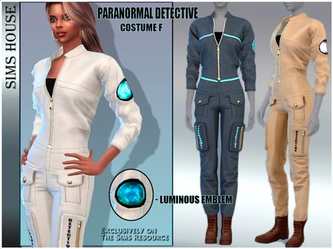 Fallout Jumpsuit, Paranormal Detective, Jail Clothes, Detective Costume, Sci Fi Clothing, Crochet Sweater Dress, Cyberpunk Clothes, Battle Suit, Sims 4 Dresses