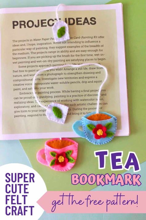 Tea Cup Bookmark, Tea Bag Bookmark Diy, Bookmarks Kids Craft, Teacup Bookmark, Drinking Friends, Teacup Crafts, Teen Programs, Felt Bookmark, Bookmark Craft