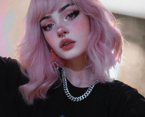 Pink Egirl Makeup, Egirl Pink Hair, Egirl Makeup Looks, Cute Pink Hair, Pink Wig With Bangs, E Girl Makeup, Egirl Makeup, Aesthetic Egirl, Anime Makeup