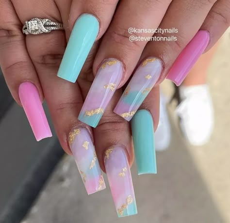 Marble Pastel Nails, Spring Nails Light Pink, Pastels Nail, Pastel Acrylics, Spring Nails Pastel, Pastel Spring Nails, Spring Nails Aesthetic, Summer Nails Art, Pastel Nails Designs