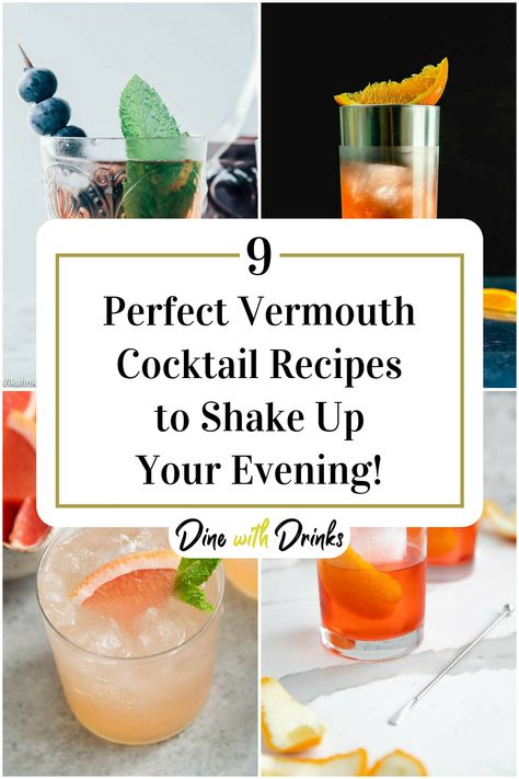 Collage of 4 vermouth cocktails. Cocktails With Vermouth, Drinks With Vermouth, Dry Vermouth Cocktails, Vermouth Drinks, Vermouth Cocktails, Sole Recipes, Vermouth Cocktail, Dry Vermouth, Delicious Drinks