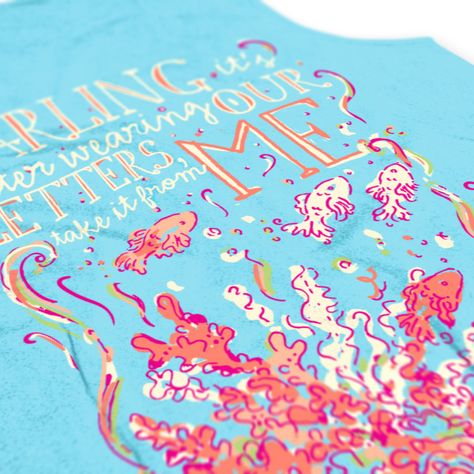 Chi Omega-Chi O-Under the Sea-Bid Day-Hand Drawn-Sorority Shirts-Check us out at B-Unlimited.com Under The Sea Hoco, Under The Sea Sorority Shirt, Chi Omega Wish Week Shirts, Sorority Graphic Print T-shirt For Spring, Cheap Sorority T-shirt For Summer, Spring Sorority Cotton T-shirt, Cheer Shirt, Bid Day Shirts, Sorority Ideas