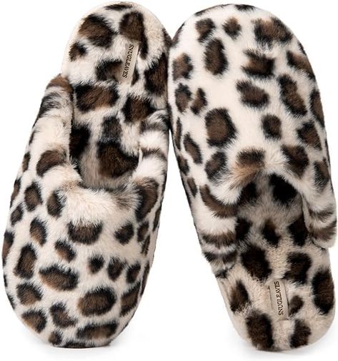 Snug Leaves Women's Fuzzy Scuff Slippers Soft Comfy Memory Foam Non-slip Indoor House Shoes Cozy Routine, Trendy Slippers, Leopard Slippers, Indoor Slides, Casual Slippers, Cherry On Top, House Shoes, House Slippers, Outdoor Shoes